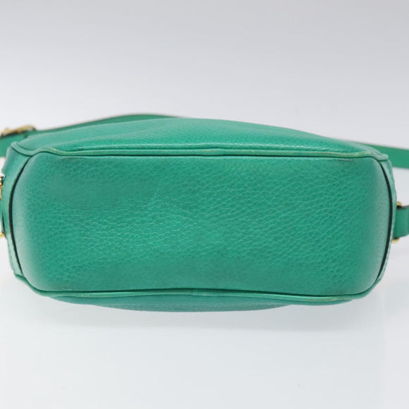 CELINE Shoulder Bag Leather Green Gold Auth KD318