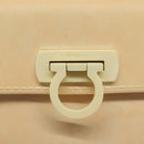 Salvatore Ferragamo Gancini Hand Bag Rubber Beige Auth KD319-14