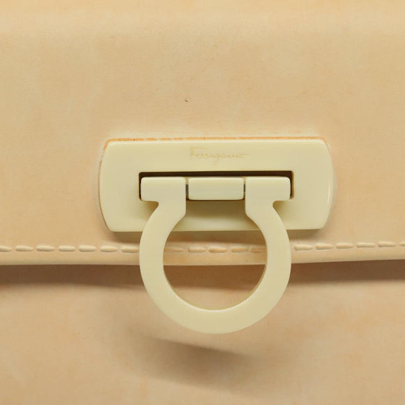 Salvatore Ferragamo Gancini Hand Bag Rubber Beige Auth KD319