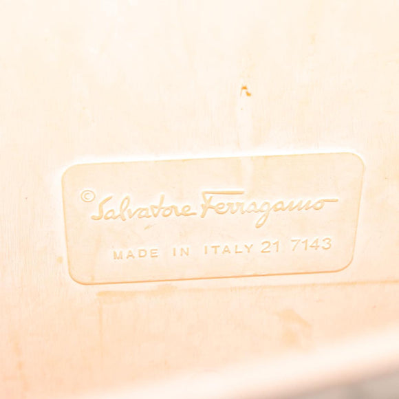 Salvatore Ferragamo Gancini Hand Bag Rubber Beige Auth KD319