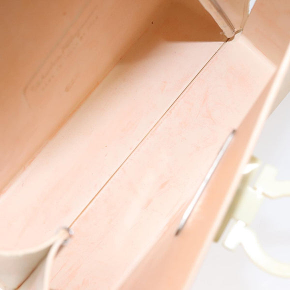 Salvatore Ferragamo Gancini Hand Bag Rubber Beige Auth KD319