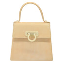 Salvatore Ferragamo Gancini Hand Bag Rubber Beige Auth KD319-2