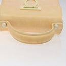 Salvatore Ferragamo Gancini Hand Bag Rubber Beige Auth KD319-7