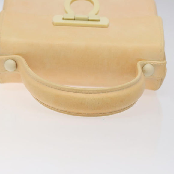 Salvatore Ferragamo Gancini Hand Bag Rubber Beige Auth KD319