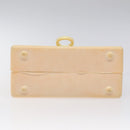 Salvatore Ferragamo Gancini Hand Bag Rubber Beige Auth KD319-9