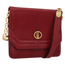 Christian Dior Shoulder Bag Leather Gold Red Auth KD333-1