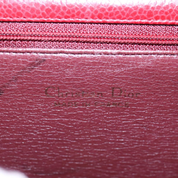 Christian Dior Shoulder Bag Leather Gold Red Auth KD333