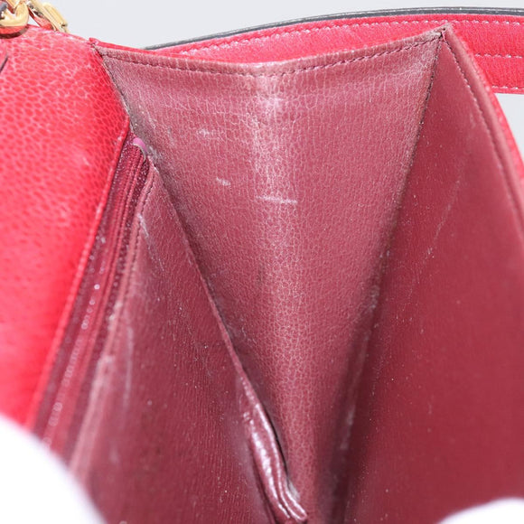 Christian Dior Shoulder Bag Leather Gold Red Auth KD333