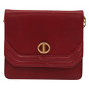 Christian Dior Shoulder Bag Leather Gold Red Auth KD333-2
