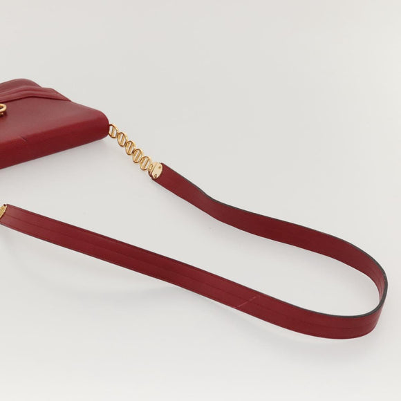 Christian Dior Shoulder Bag Leather Gold Red Auth KD333