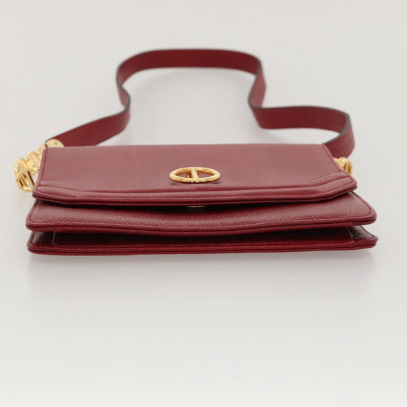 Christian Dior Shoulder Bag Leather Gold Red Auth KD333