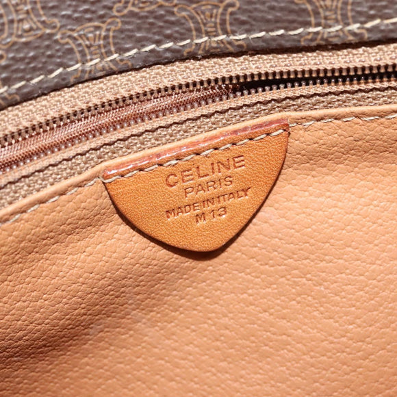 CELINE Macadam Canvas Shoulder Bag PVC Leather Brown Gold Auth KD334