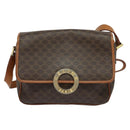 CELINE Macadam Canvas Shoulder Bag PVC Leather Brown Gold Auth KD334-13