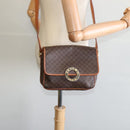 CELINE Macadam Canvas Shoulder Bag PVC Leather Brown Gold Auth KD334-21