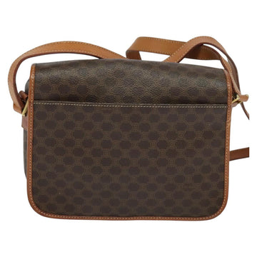 CELINE Macadam Canvas Shoulder Bag PVC Leather Brown Gold Auth KD334 - 0