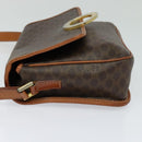 CELINE Macadam Canvas Shoulder Bag PVC Leather Brown Gold Auth KD334-3