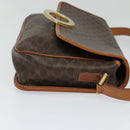 CELINE Macadam Canvas Shoulder Bag PVC Leather Brown Gold Auth KD334-4