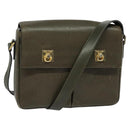 CELINE Shoulder Bag Leather Khaki Gold Auth KD335-1