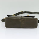 CELINE Shoulder Bag Leather Khaki Gold Auth KD335-5