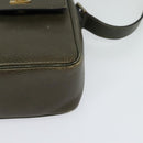 CELINE Shoulder Bag Leather Khaki Gold Auth KD335-15