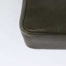 CELINE Shoulder Bag Leather Khaki Gold Auth KD335-16