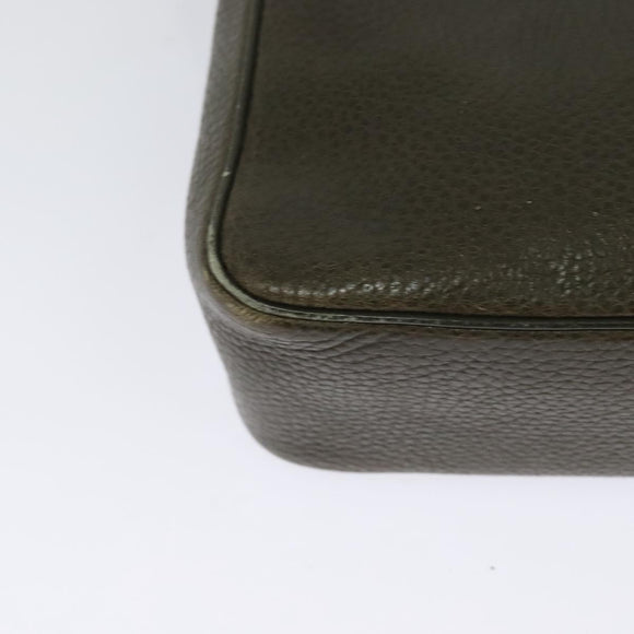 CELINE Shoulder Bag Leather Khaki Gold Auth KD335