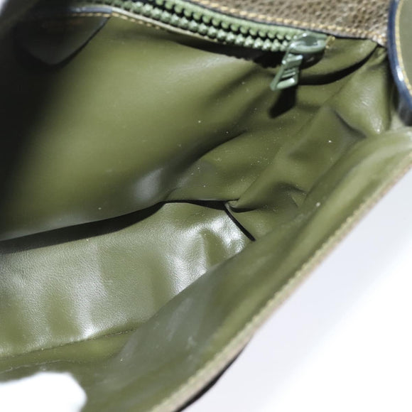 CELINE Shoulder Bag Leather Khaki Gold Auth KD335