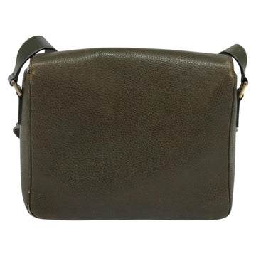 CELINE Shoulder Bag Leather Khaki Gold Auth KD335 - 0