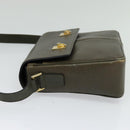 CELINE Shoulder Bag Leather Khaki Gold Auth KD335-3