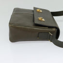 CELINE Shoulder Bag Leather Khaki Gold Auth KD335-4