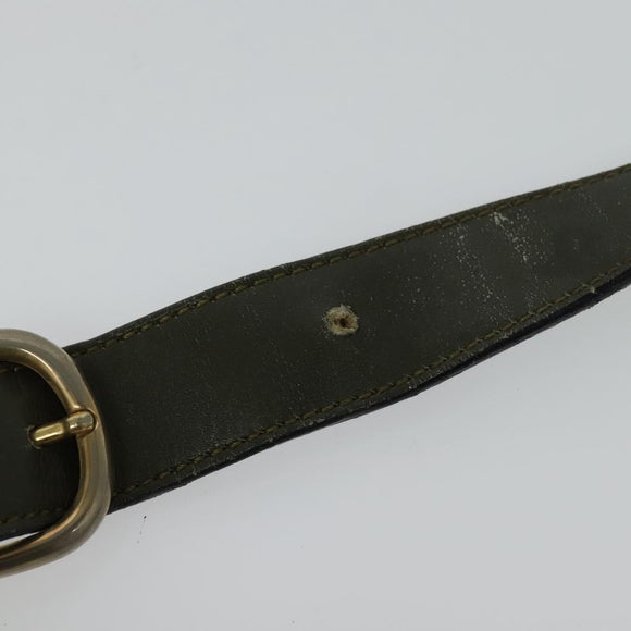 CELINE Shoulder Bag Leather Khaki Gold Auth KD335