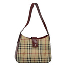 BURBERRY Nova Check Shoulder Bag PVC Leather Beige Auth KD337-1