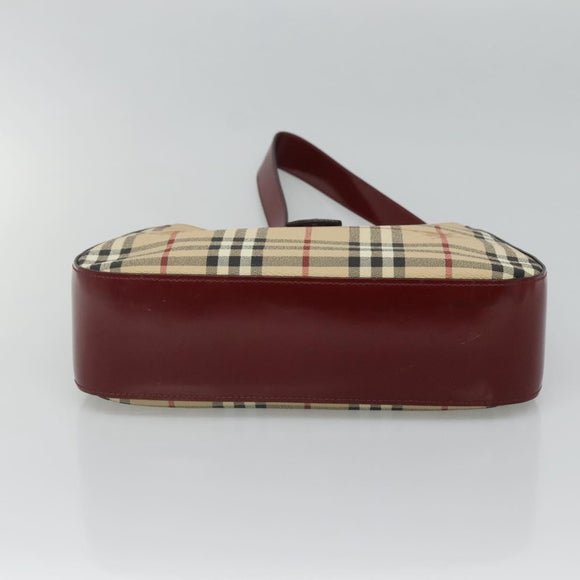 BURBERRY Nova Check Shoulder Bag PVC Leather Beige Auth KD337