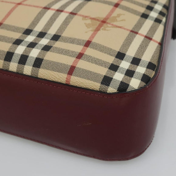 BURBERRY Nova Check Shoulder Bag PVC Leather Beige Auth KD337