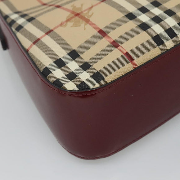 BURBERRY Nova Check Shoulder Bag PVC Leather Beige Auth KD337