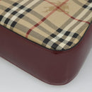 BURBERRY Nova Check Shoulder Bag PVC Leather Beige Auth KD337-15