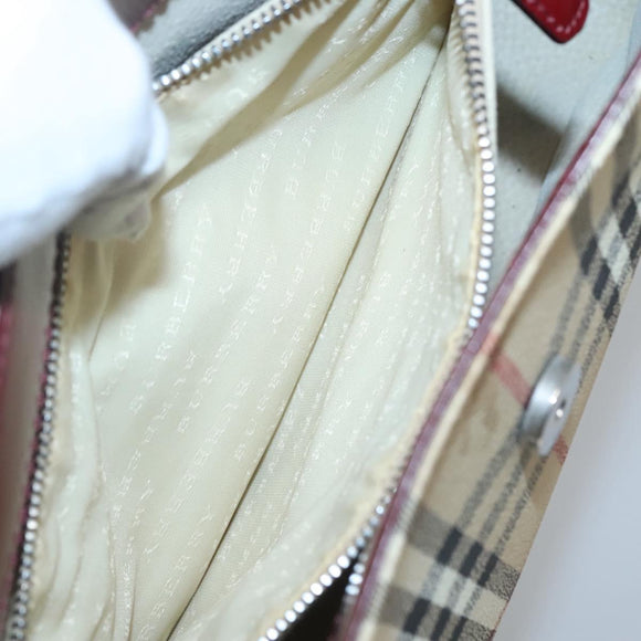 BURBERRY Nova Check Shoulder Bag PVC Leather Beige Auth KD337