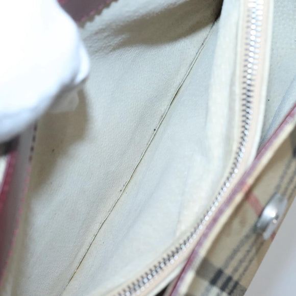 BURBERRY Nova Check Shoulder Bag PVC Leather Beige Auth KD337
