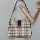BURBERRY Nova Check Shoulder Bag PVC Leather Beige Auth KD337-21