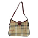 BURBERRY Nova Check Shoulder Bag PVC Leather Beige Auth KD337-2