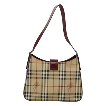 BURBERRY Nova Check Shoulder Bag PVC Leather Beige Auth KD337 - 0