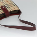 BURBERRY Nova Check Shoulder Bag PVC Leather Beige Auth KD337-8