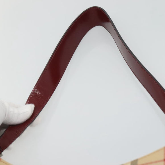 BURBERRY Nova Check Shoulder Bag PVC Leather Beige Auth KD337