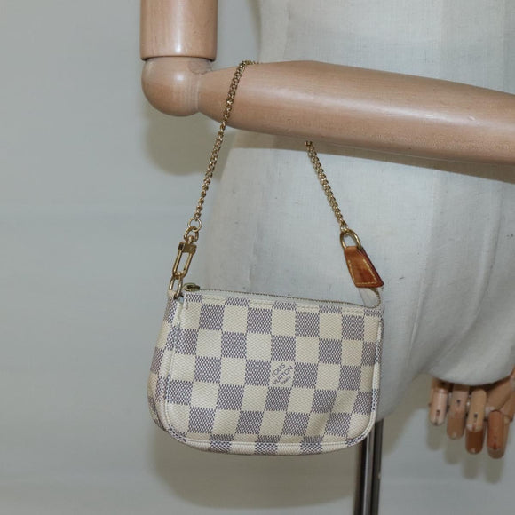 LOUIS VUITTON Damier Azur Mini Pochette Accessoires Pouch N63005 Auth KD346