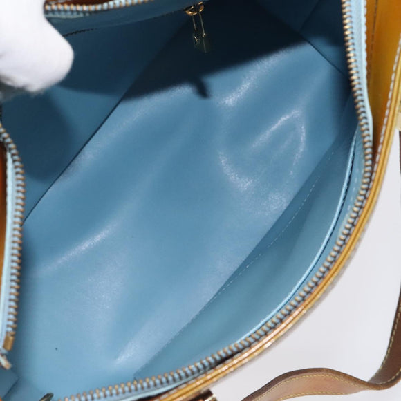 LOUIS VUITTON Monogram Vernis Houston Hand Bag Baby Blue M91005 LV Auth KD353