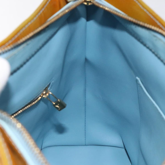 LOUIS VUITTON Monogram Vernis Houston Hand Bag Baby Blue M91005 LV Auth KD353