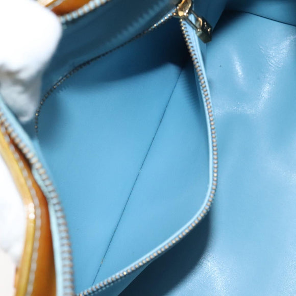 LOUIS VUITTON Monogram Vernis Houston Hand Bag Baby Blue M91005 LV Auth KD353