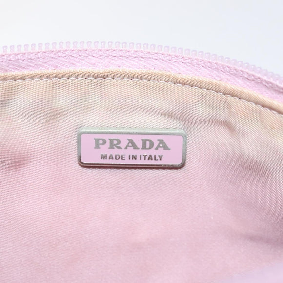PRADA Accessory Pouch Nylon Pink Silver Auth KD371