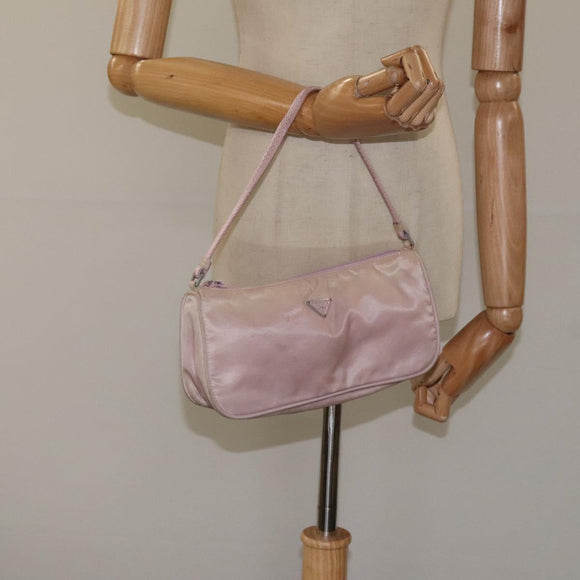 PRADA Accessory Pouch Nylon Pink Silver Auth KD371