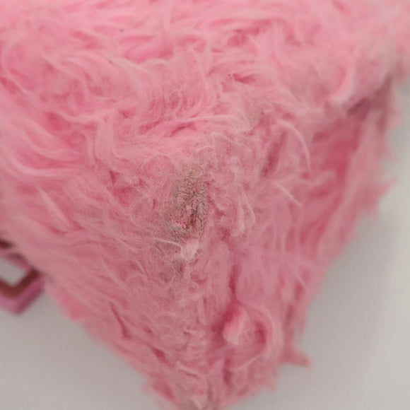 BALENCIAGA Hour Glass Hand Bag Wool 2way Pink Auth KD374